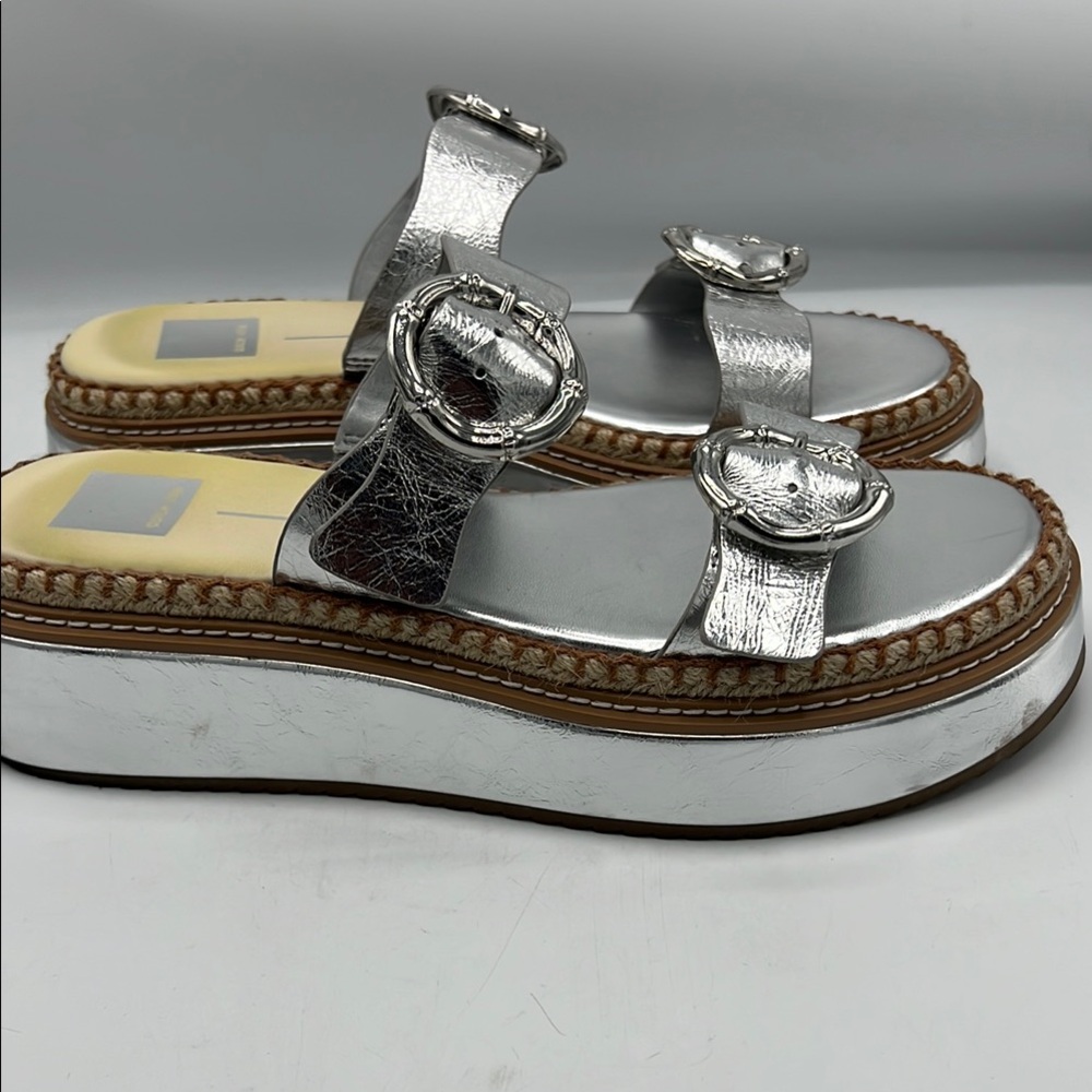 Dolce Vita Silver Metallic Sandals with Cushioned Footbed - Picture 5 of 9